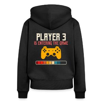 Jeu joueur 3 - Sweat à capuche zippé Premium bio Femme - noir - Dos - Julia (174cm)