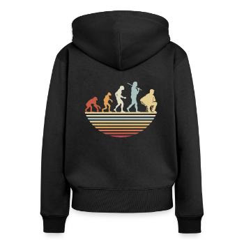 Accordion Evolution - Frauen Premium Bio Zip Hoodie - Schwarz - Hinten - Julia (174cm)