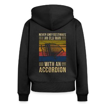 Accordion Underestimate Old Man - Frauen Premium Bio Zip Hoodie - Schwarz - Hinten - Julia (174cm)