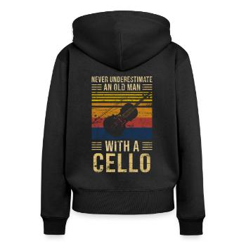 Violoncelle sous-estimer le vieil homme - Sweat à capuche zippé Premium bio Femme - noir - Dos - Julia (174cm)