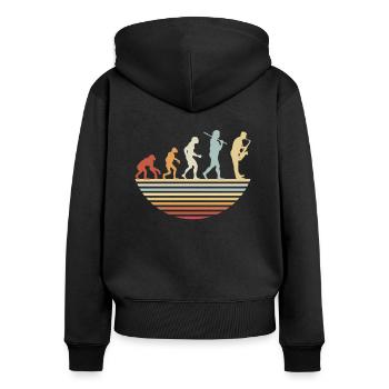 Évolution du saxophone - Sweat à capuche zippé Premium bio Femme - noir - Dos - Julia (174cm)
