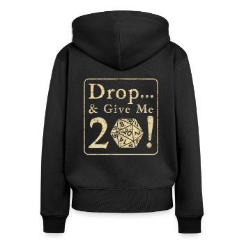RPG Drop And Give Me 20 - Frauen Premium Bio Zip Hoodie - Schwarz - Hinten - Julia (174cm)