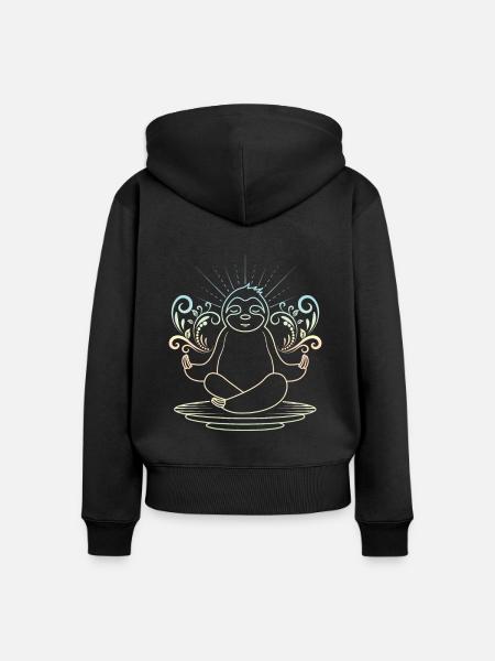 Faultier yoga - Frauen Premium Bio Zip Hoodie - Schwarz
