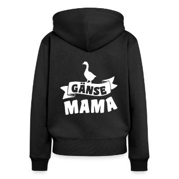 Goose Mom - Women's Premium Organic Zip Hoodie - black - Back - Julia (174cm)