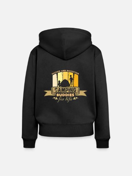 Papa Tochter Caming - Frauen Premium Bio Zip Hoodie - Schwarz