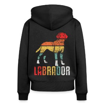 Labrador Labbi Vintage Retro - Frauen Premium Bio Zip Hoodie - Schwarz - Hinten - Julia (174cm)