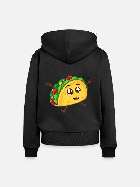 Happy Taco - Frauen Premium Bio Zip Hoodie - Schwarz
