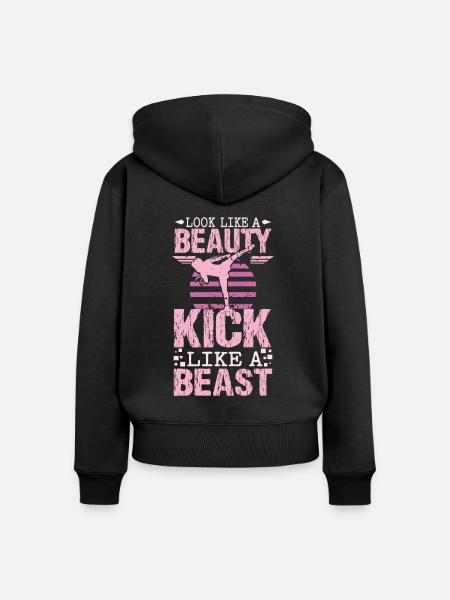 Karate beauty - Frauen Premium Bio Zip Hoodie - Schwarz
