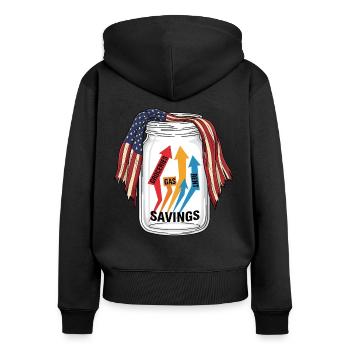 L’économie est un piège - Sweat à capuche zippé Premium bio Femme - noir - Dos - Julia (174cm)