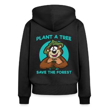 Environmental protection Baer - Women's Premium Organic Zip Hoodie - black - Back - Julia (174cm)