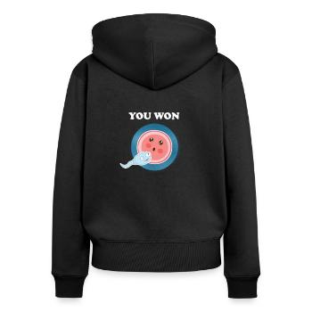 Lustiger Sperma- Sie haben gewonnen - Frauen Premium Bio Zip Hoodie - Schwarz - Hinten - Julia (174cm)