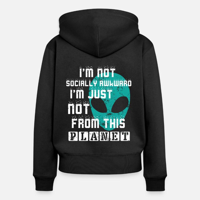 Planète extraterrestre extraterrestre - Sweat à capuche zippé Premium bio Femme - noir