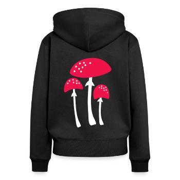 Pilzsammler Pilze Sammeln Wandern Waldbewohner - Frauen Premium Bio Zip Hoodie - Schwarz - Hinten - Julia (174cm)