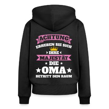 Oma Großmutter Beste Oma - Frauen Premium Bio Zip Hoodie - Schwarz - Hinten - Julia (174cm)
