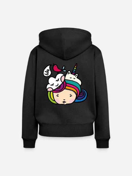 Bla - Frauen Premium Bio Zip Hoodie - Schwarz