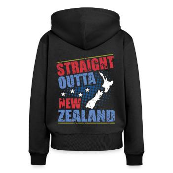 New Zealand - Women's Premium Organic Zip Hoodie - black - Back - Julia (174cm)