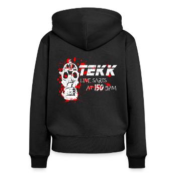 Techno - Techno music - Hardtekk - Tekk - Frauen Premium Bio Zip Hoodie - Schwarz - Hinten - Julia (174cm)