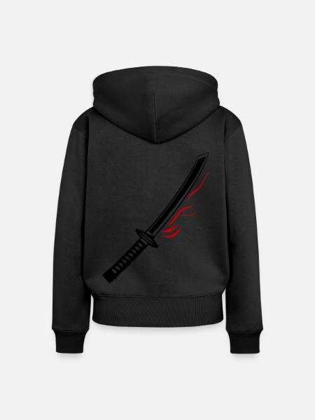 Samurai Schwert Icon - Frauen Premium Bio Zip Hoodie - Schwarz