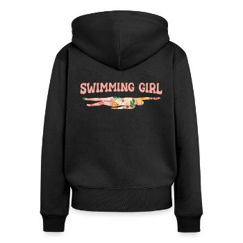 Schwimmen Schwimmer - Frauen Premium Bio Zip Hoodie - Schwarz - Hinten - Julia (174cm)