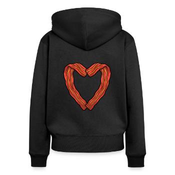 Bacon Speck Frühstück - Frauen Premium Bio Zip Hoodie - Schwarz - Hinten - Julia (174cm)