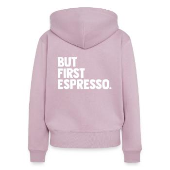 Espresso Coffee - Women's Premium Organic Zip Hoodie - dusky pink - Back - Julia (174cm)