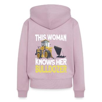 Bulldozer Planierraupe - Frauen Premium Bio Zip Hoodie - Altrosa - Hinten - Julia (174cm)