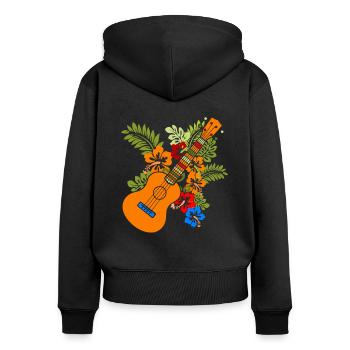 Ukulele - Frauen Premium Bio Zip Hoodie - Schwarz - Hinten - Julia (174cm)