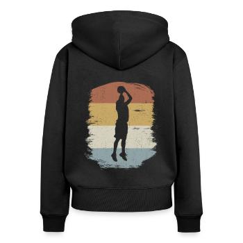 Basketball Basketballer - Frauen Premium Bio Zip Hoodie - Schwarz - Hinten - Julia (174cm)