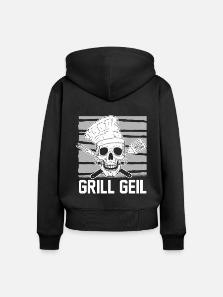 Grillen Grillmeister BBQ - Frauen Premium Bio Zip Hoodie - Schwarz