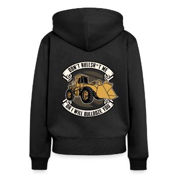 Bulldozer Planierraupe - Frauen Premium Bio Zip Hoodie - Schwarz - Hinten - Julia (174cm)