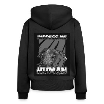 Porc-épic - Sweat à capuche zippé Premium bio Femme - noir - Dos - Julia (174cm)