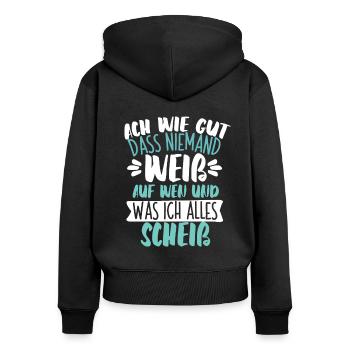 Sarkusmus Spruch Schwarzer Humor Lustiges Ironie - Frauen Premium Bio Zip Hoodie - Schwarz - Hinten - Julia (174cm)