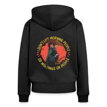 Samouraï - Sweat à capuche zippé Premium bio Femme - noir - Dos - Julia (174cm)