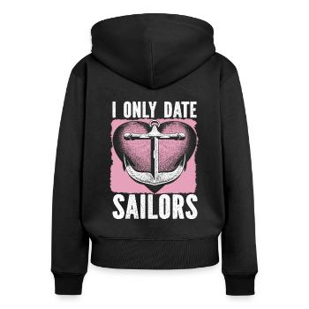 Seglen Segelboot Segler - Frauen Premium Bio Zip Hoodie - Schwarz - Hinten - Julia (174cm)