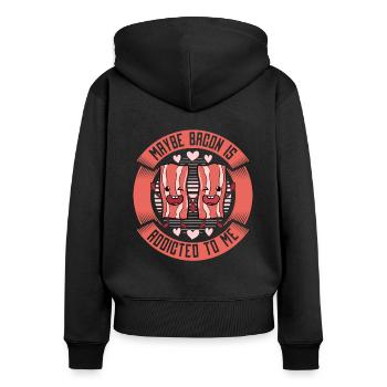 Bacon Speck Frühstück - Frauen Premium Bio Zip Hoodie - Schwarz - Hinten - Julia (174cm)