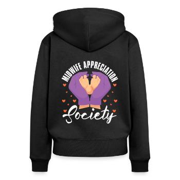 Hebamme Zukünftige Hebamme - Frauen Premium Bio Zip Hoodie - Schwarz - Hinten - Julia (174cm)