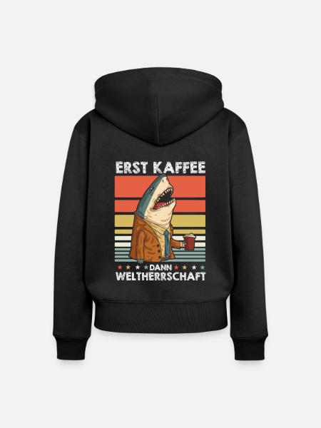 Haifisch Kaffee - Frauen Premium Bio Zip Hoodie - Schwarz