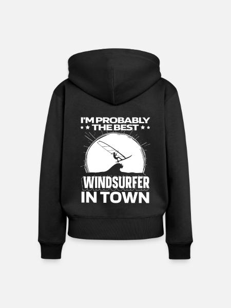 Windsurfen Windsurfer Lustig - Frauen Premium Bio Zip Hoodie - Schwarz