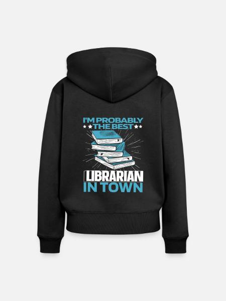 Bibliothekar Lustig - Frauen Premium Bio Zip Hoodie - Schwarz