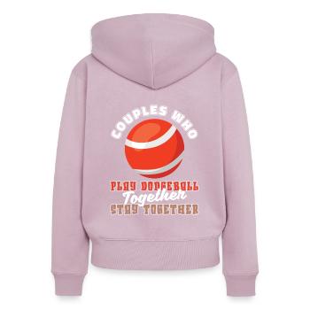 Couple de ballon chasseur - Sweat à capuche zippé Premium bio Femme - rose poudré - Dos - Julia (174cm)