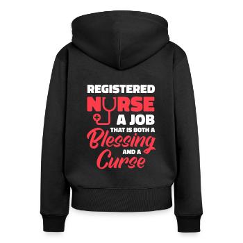 Krankenschwester - Frauen Premium Bio Zip Hoodie - Schwarz - Hinten - Julia (174cm)
