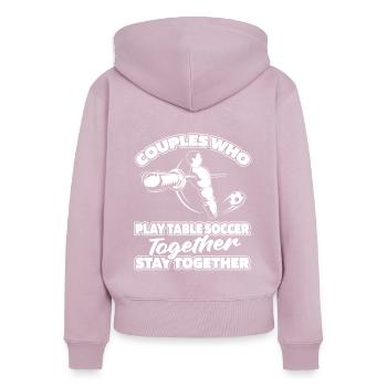 Paire de baby-foot - Sweat à capuche zippé Premium bio Femme - rose poudré - Dos - Julia (174cm)