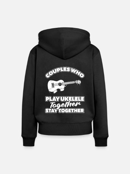 Ukulele Paar - Frauen Premium Bio Zip Hoodie - Schwarz