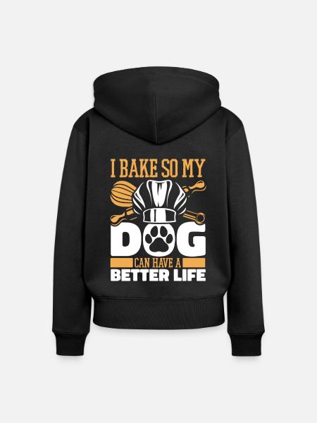 Backen Bäcker Bäckerei Hund - Frauen Premium Bio Zip Hoodie - Schwarz