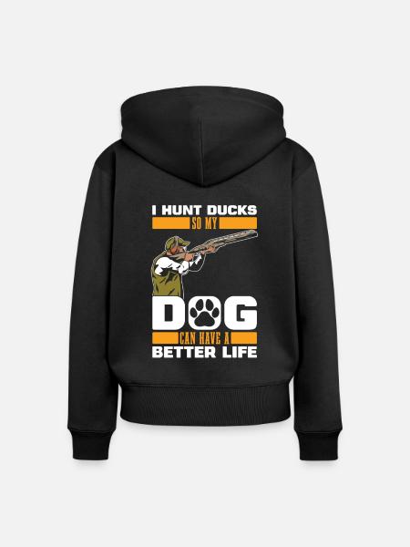 Ente Jagd Entenjagd Hund - Frauen Premium Bio Zip Hoodie - Schwarz