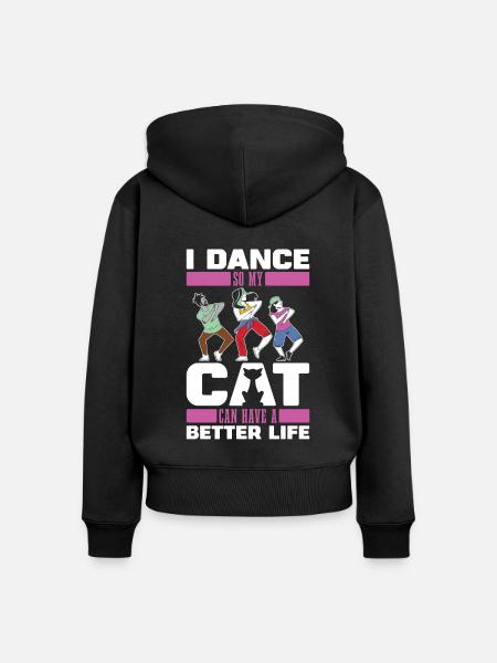 Tanzlehrer Katze - Frauen Premium Bio Zip Hoodie - Schwarz