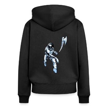 Axtwerfen Axtwerfer Astronaut - Frauen Premium Bio Zip Hoodie - Schwarz - Hinten - Julia (174cm)
