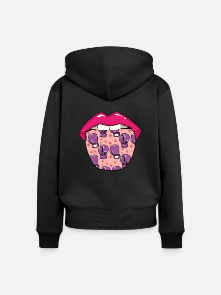 Boxen Boxer Lippen - Frauen Premium Bio Zip Hoodie - Schwarz