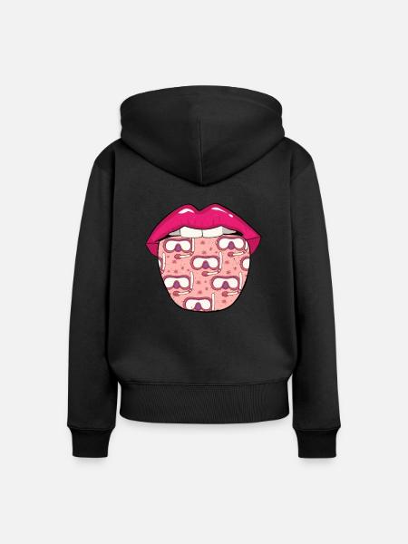 Schnorcheln Lippen - Frauen Premium Bio Zip Hoodie - Schwarz