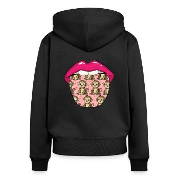 Lèvres de singe - Sweat à capuche zippé Premium bio Femme - noir - Dos - Julia (174cm)